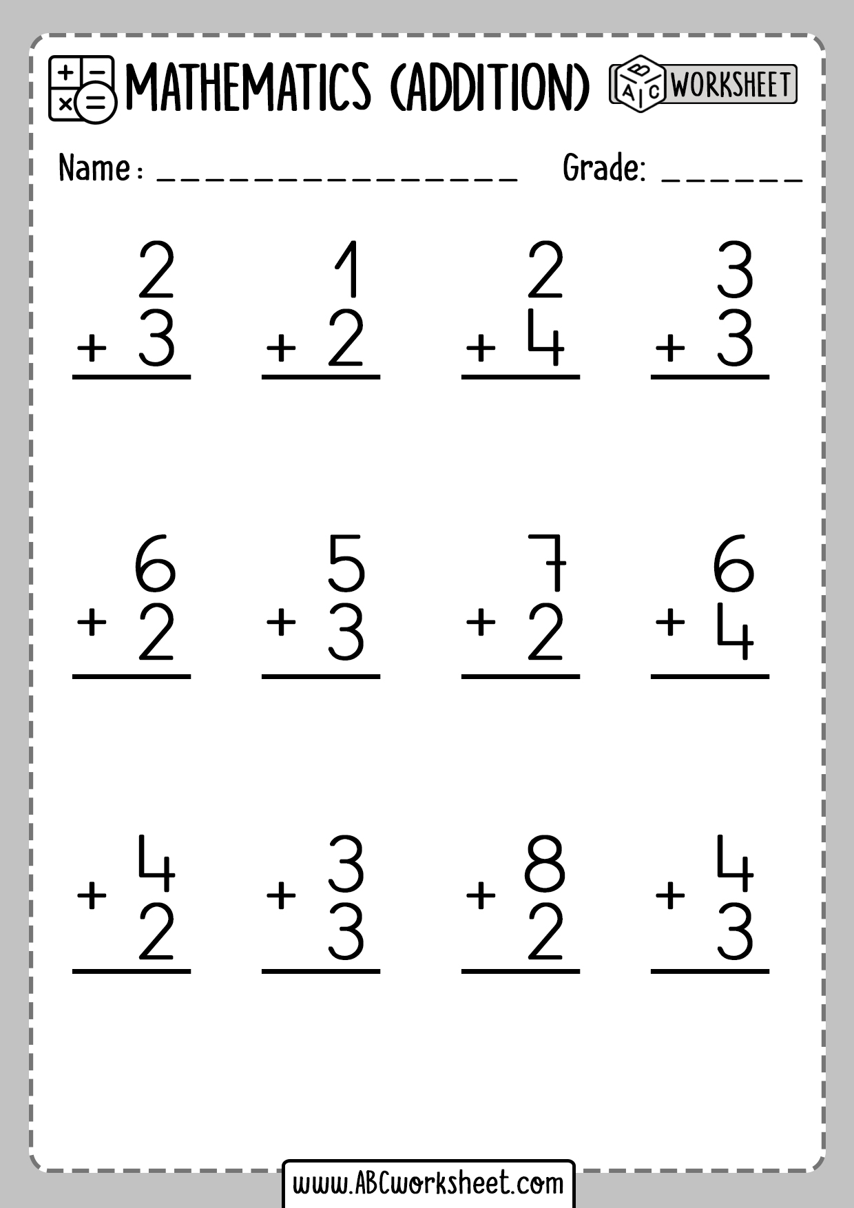 Addition 1 Digit Number Worksheets | Math Worksheets