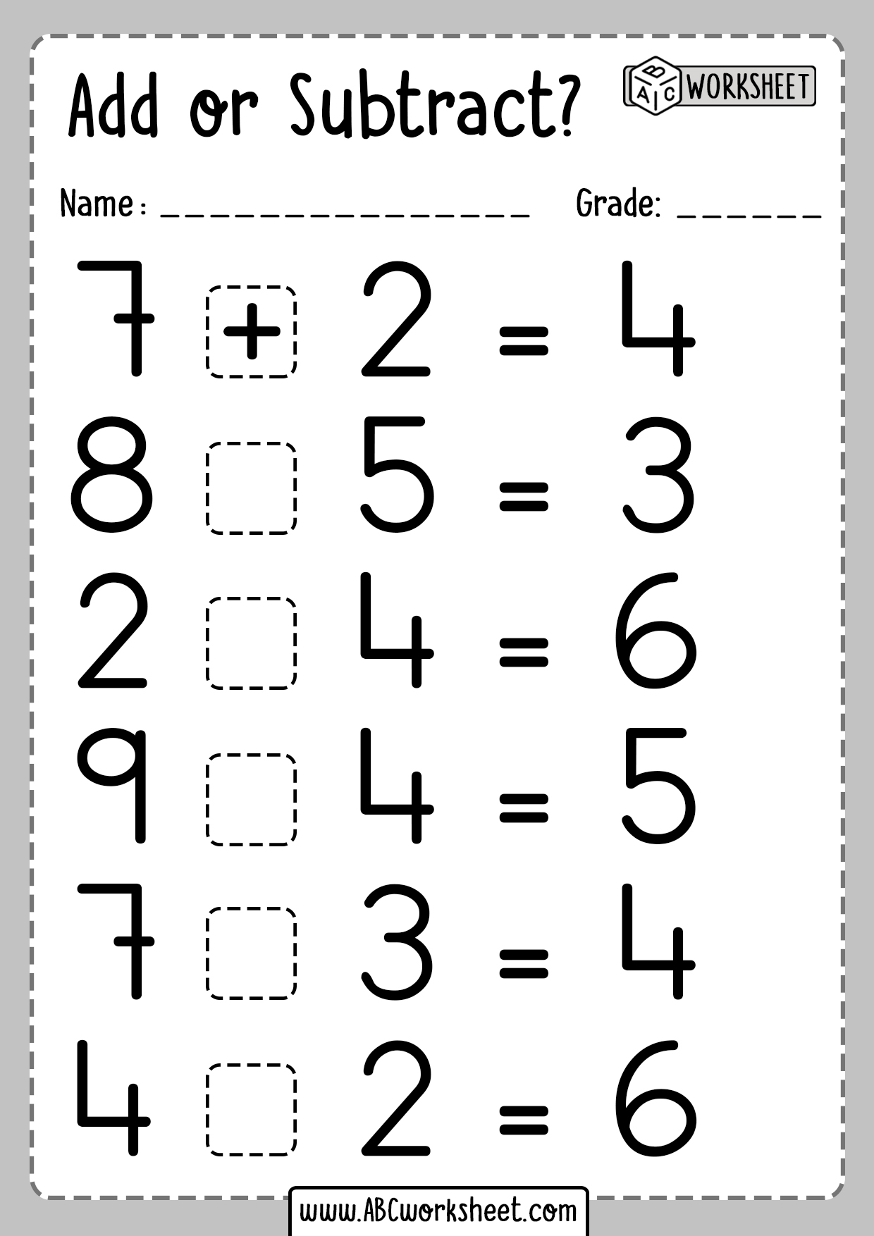 Free Printable Math Worksheets Adding And Subtracting