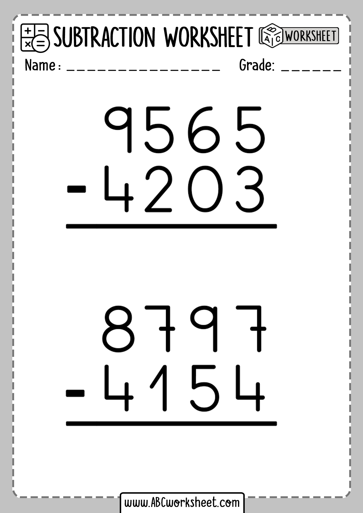 Vedic Maths Subtraction Worksheets - Vedic Maths | Subtraction Vedic