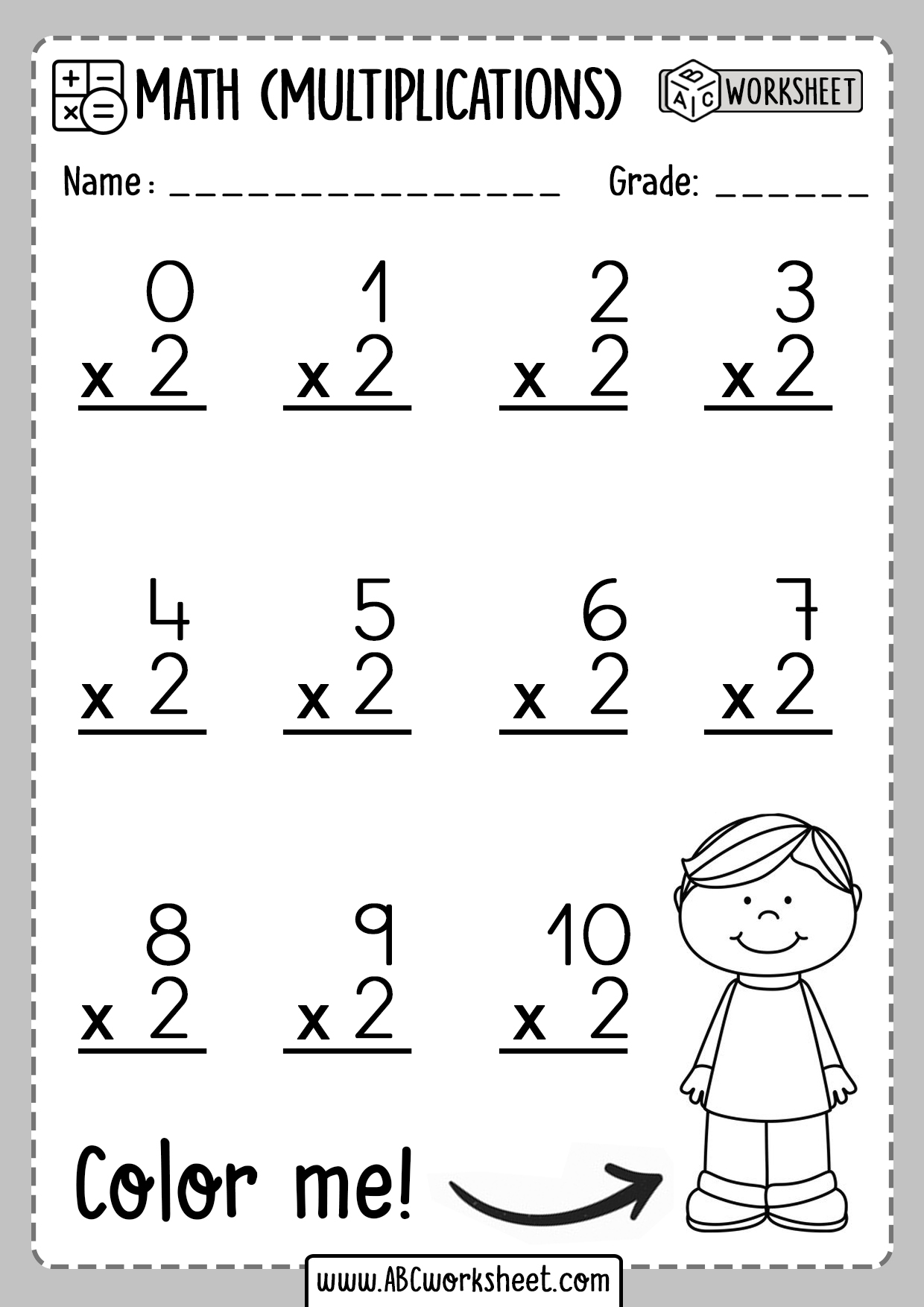 Multiplication Table Worksheet Printable