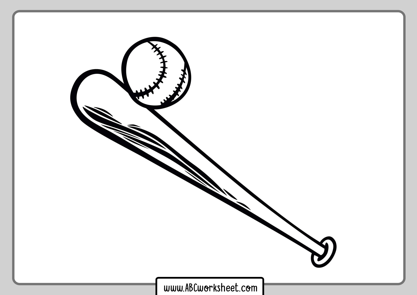 Baseball Bat Coloring Page ABC Worksheet