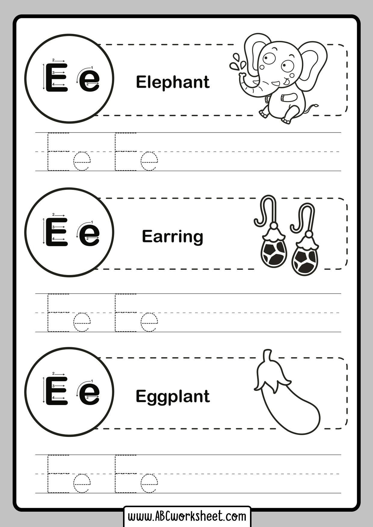 Tracing Letters for Preschool  ABC Worksheet