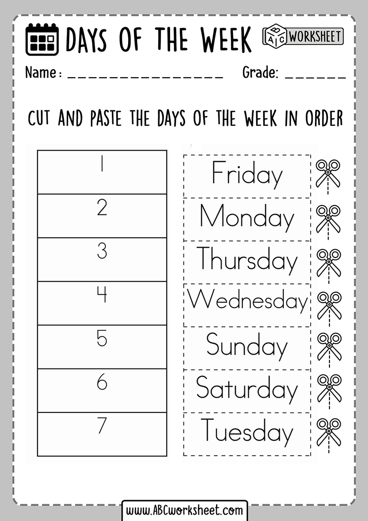 Days Of The Week Tracing Worksheet24